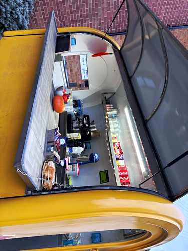 Yellow towable mobile coffee - towable,