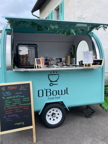 Blue mobile food - , trucks