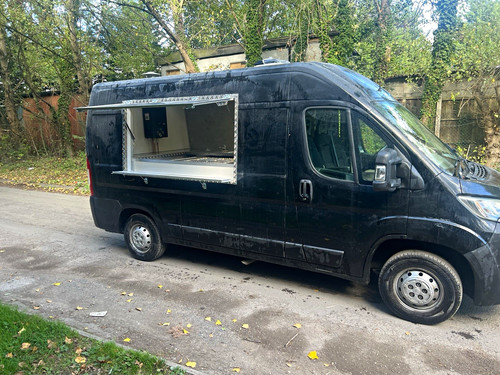Black van food truck - food,